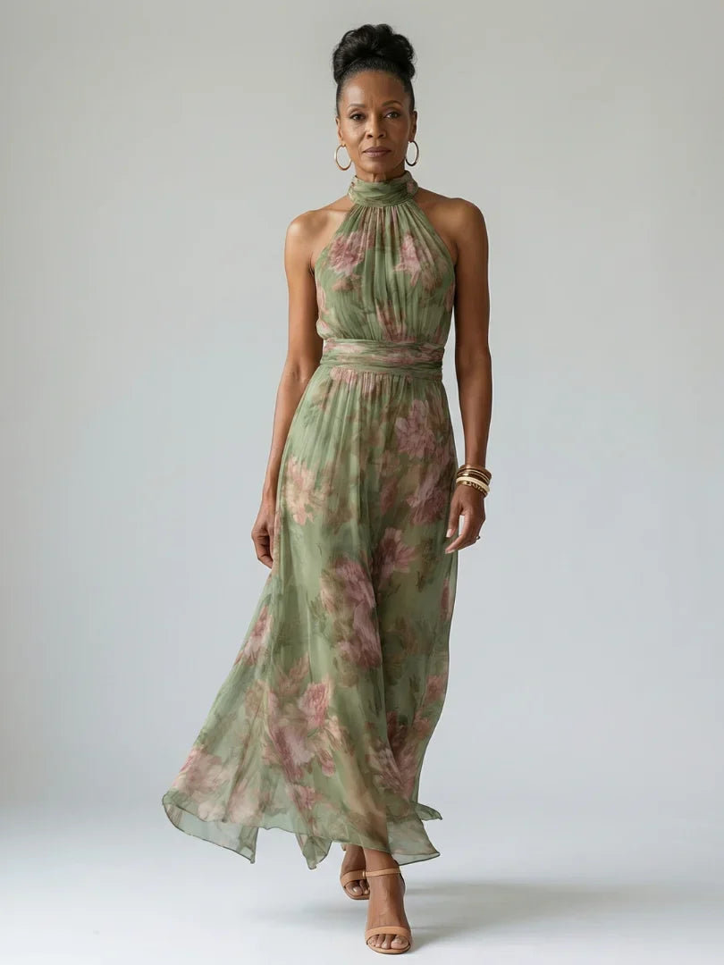 Laelia - Elegant Floral Halter Dress
