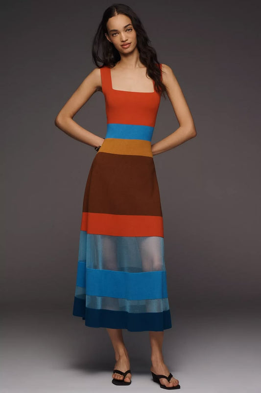 Maeve Sleeveless Blocked Sweater Dress