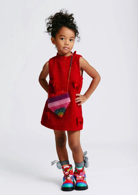 Lola and the Boys Valentina Dress | Red | 5-6y | Fabric/Velvet/Iron | Kids | Maisonette