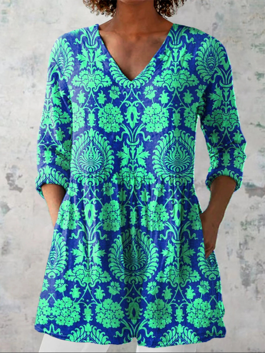 Brea – Long Blouse with Statement Pattern
