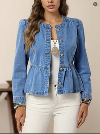 Liora Ruffled Waist Denim Jacket