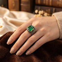 Silver Emerald Vintage Ring