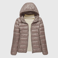 Lily - Ultra-Light Quilted Jacket Khaki Hood