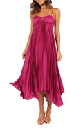 Vikki Pleated Sleeveless Satin Maxi Dress (Women)