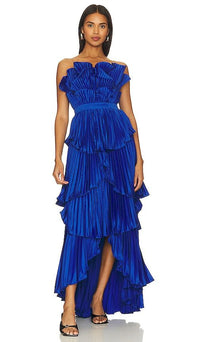Amur Judah Scallop Pleated Dress In Deep Waters From .com