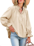 Dulcie - Oversized Cotton Puff Sleeve Button Down Blouse