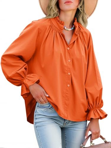 Dulcie - Oversized Cotton Puff Sleeve Button Down Blouse