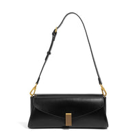 Faux Leather Shoulder Bag with Metal Buckle - Amandine