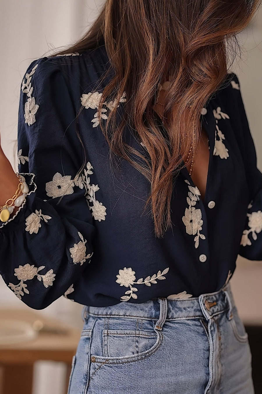 Heidi Floral Ruffle-Sleeve Blouse