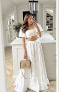 Elegant 2 Pieces Long White Prom Dress 22th Birthday Outfits
