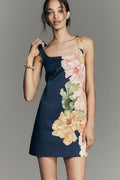 Square-Neck Printed Mini Dress
