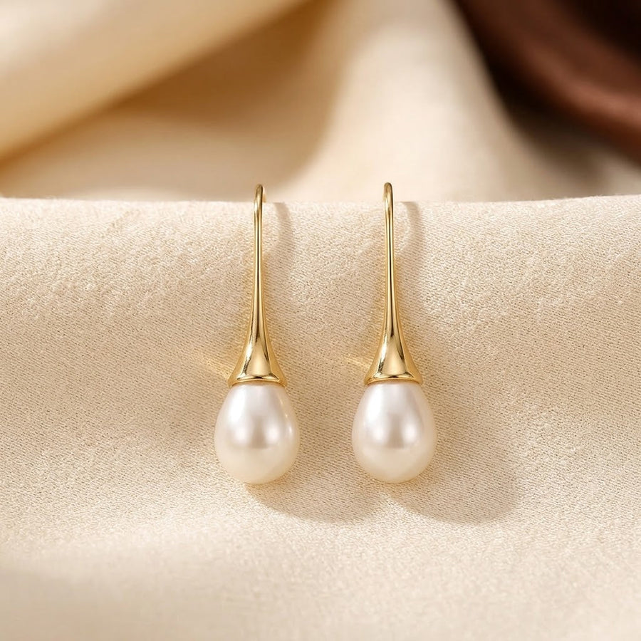 Gold Pearl Drop Earrings