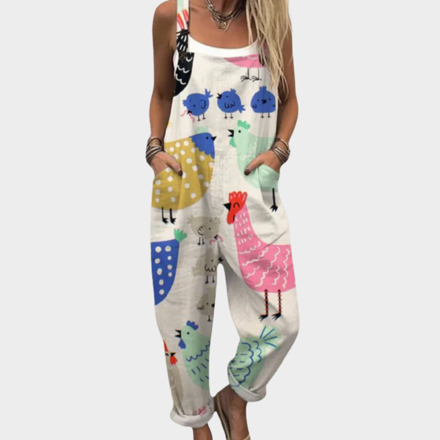 Pippa - Comfortable Printed Dungarees