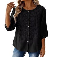 Sarah - Embroidered Cotton and Linen Blouse