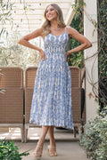 Womens Thebes Tank Midi Dress Blue Print Size: XL