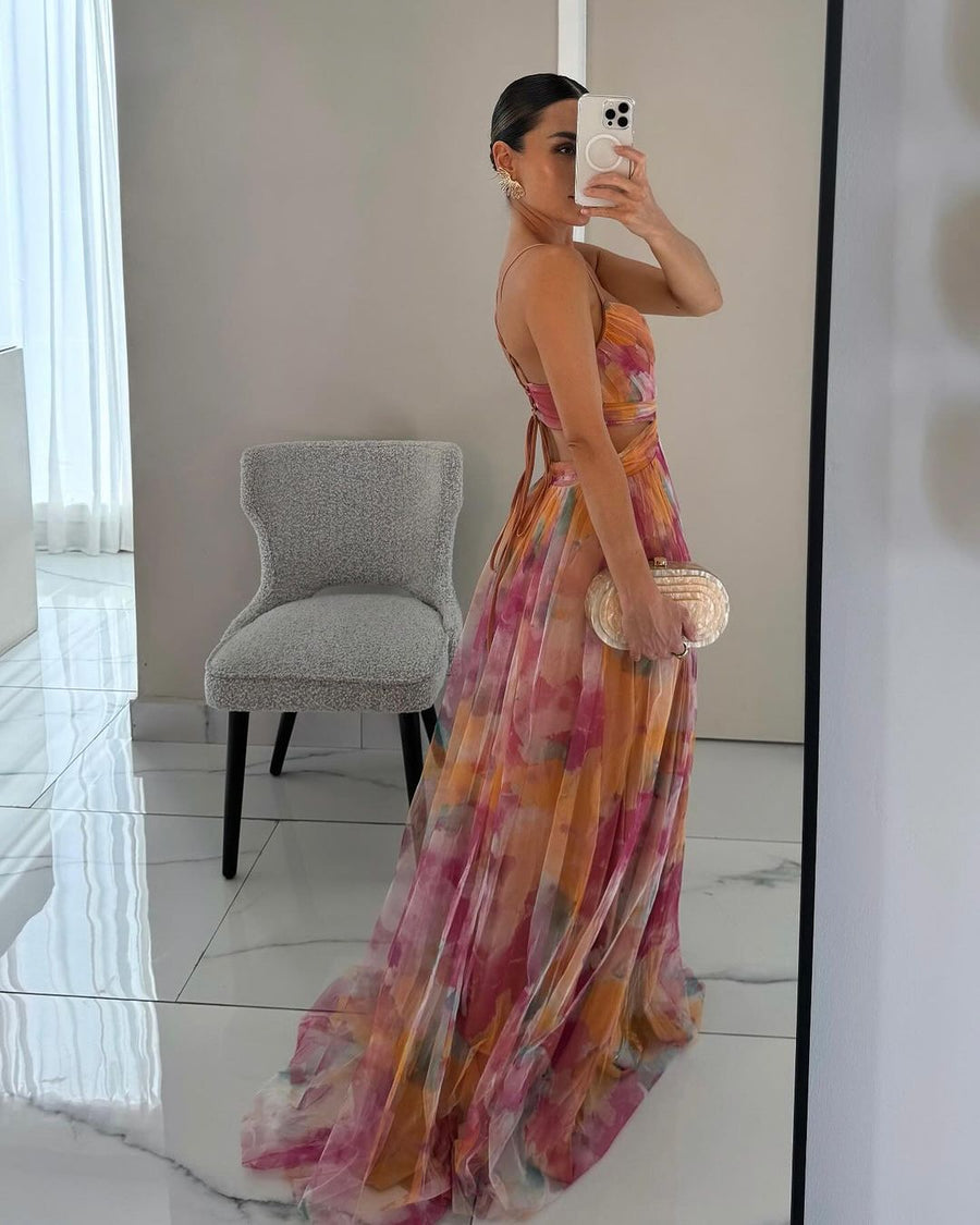 Fiora - Floral Chiffon Maxi Dress