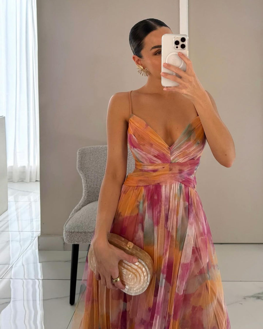 Fiora - Floral Chiffon Maxi Dress