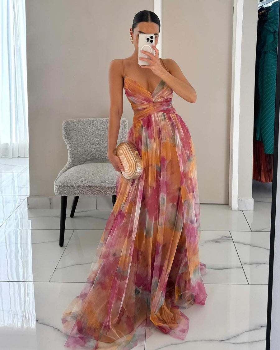 Fiora - Floral Chiffon Maxi Dress
