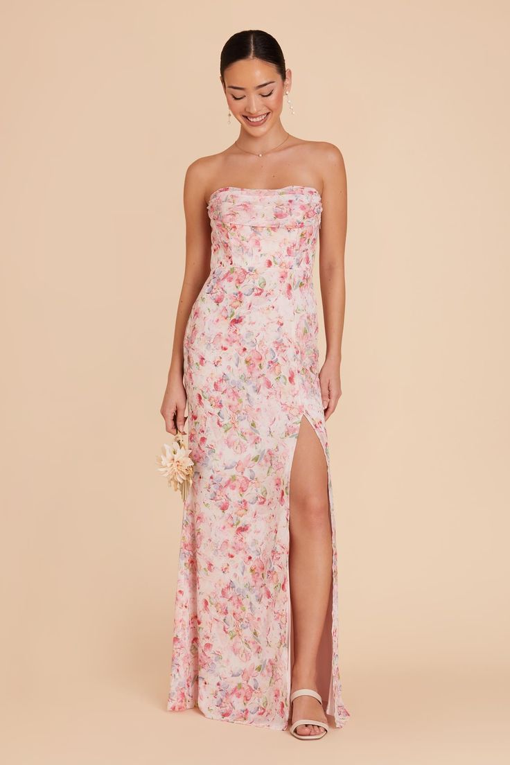 Mira Chiffon Dress In Pink Falling Petals