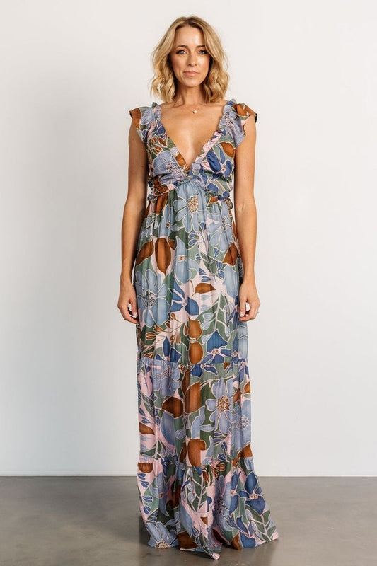 Nylah Back Tie Maxi Dress Blue Multi Floral