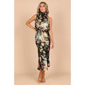 Womens Anabelle Halter Neck Midi Dress Black Floral XS