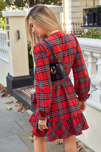 Bessie – Red Plaid Wrap Mini Dress