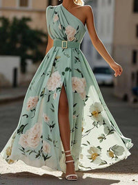 Liora - Light Green Floral Maxi Dress