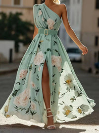 Liora - Light Green Floral Maxi Dress