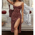Arolora Dress Wine Red Floral Chest Drawstring Slit Dress Color: Red