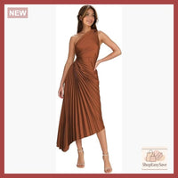 Satin One Shoulder Bridesmaid Dress Elegant Formal Pleated Corset Gown