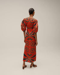 Gaia Cut-out Maxi Dress in Linen