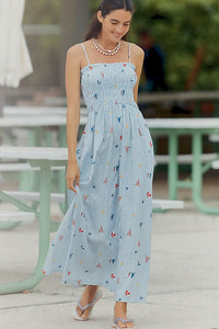 Beach Club Shirred Maxi Dress