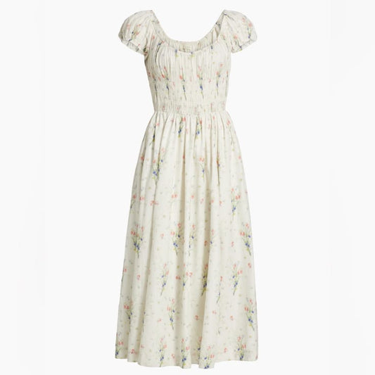 Doen Dress Doen Quinley Floral Midi Dress Color: Cream Pink Size: M