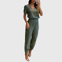 Jennifer | Stylish Blouse And Pants Set Olive