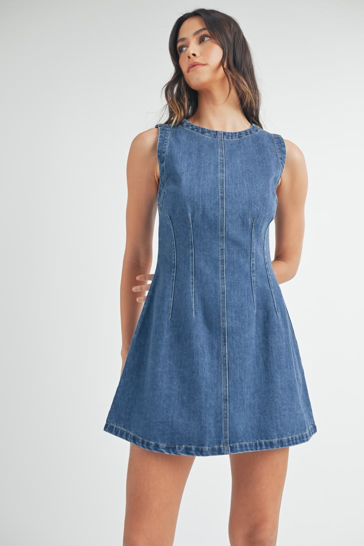 Daphne Denim Mini Dress Dark Small