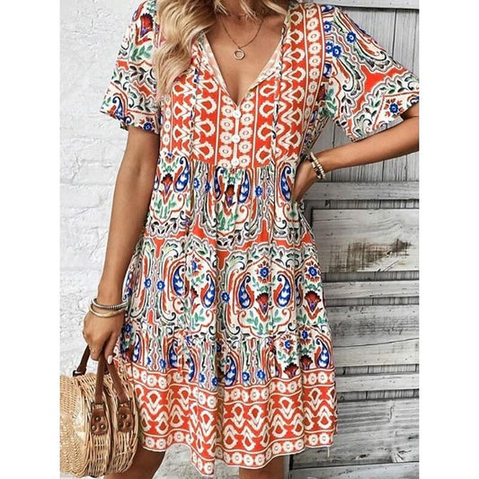 Women's Mini Dress Beach Dress A Line Dress Floral Dress Elegant