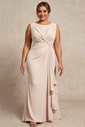 Women Apricot Sheath Plus Size Chiffon Keyhole Mother Of The Bride