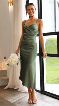 Jessica Satin Wrap Midi Dress