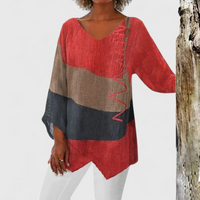 Elysia | Sophisticated V-Neck Tunic Red