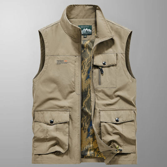 John - Multi-Pocket Breathable Outdoor Cargo Vest – Khaki