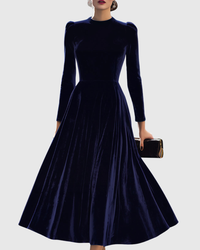 Sibella | Navy Long-Sleeve Midi Dress S