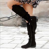 Skyler | Stylish Suede Knee Boots Black