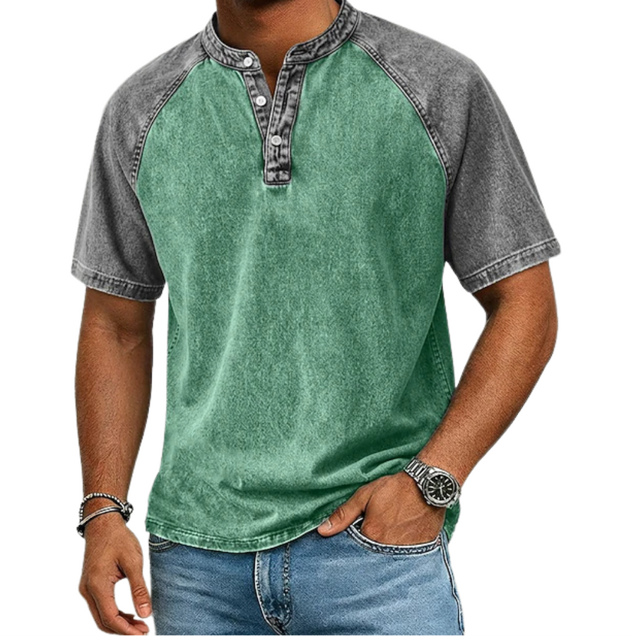 Caleb – Vintage Two-Tone Henley Shirt