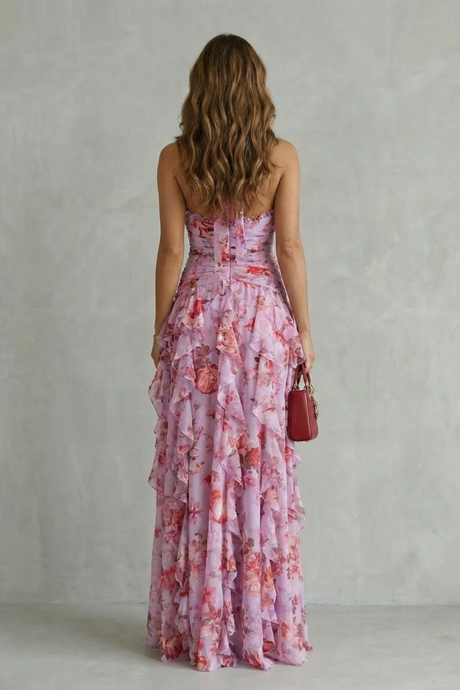 Bella - Romantic Rose Halter Maxi Dress