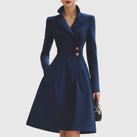 Eleanor | Navy Tailored Fit Coat Dress Navy Blue
