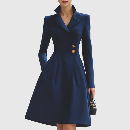Eleanor | Navy Tailored Fit Coat Dress Navy Blue