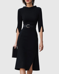 Blythewyn | Classic Black Midi Dress XS