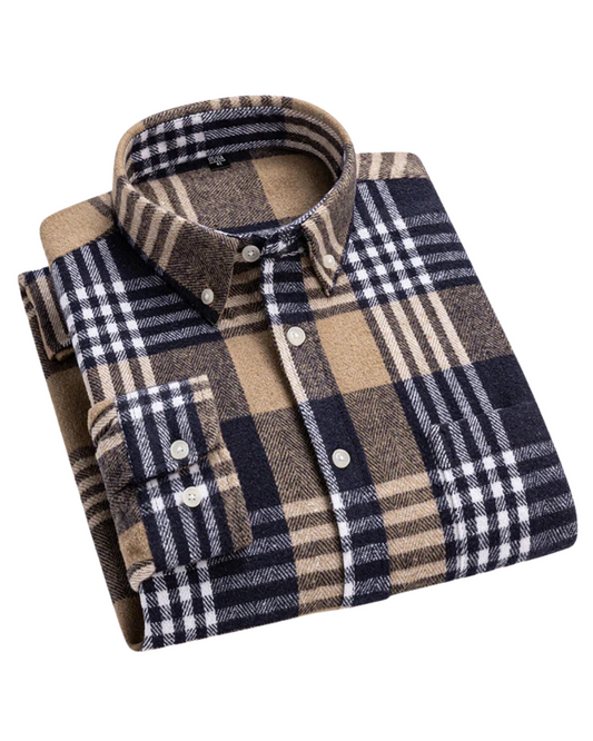 Malcolm | Checked Cotton Shirt Beige