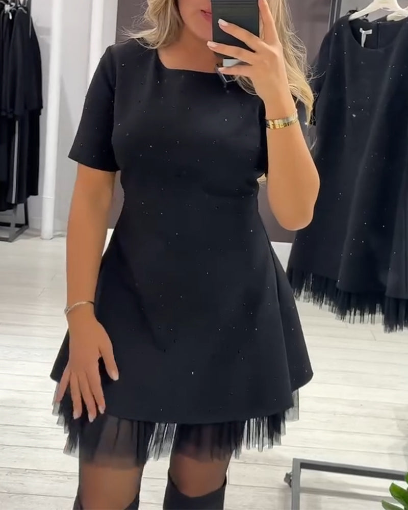 Harper – Shimmering Mesh Patchwork Dress