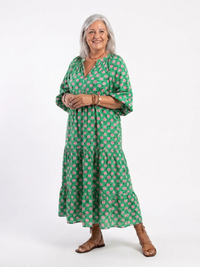 Arabella – Floral Print V-Neck Tiered Midi Dress